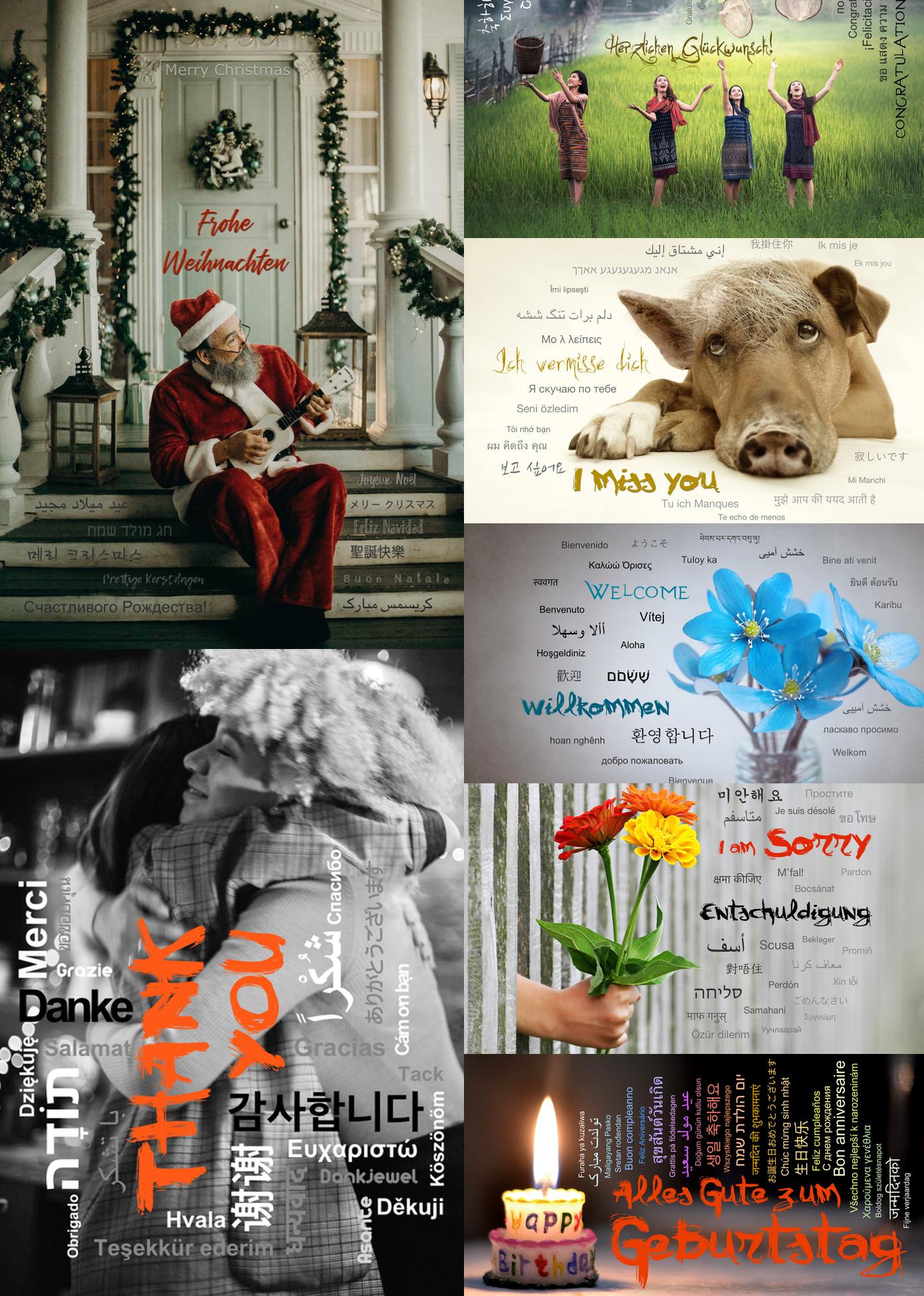 Postkarte "I miss you", in 20 Sprachen - LILLYPARK